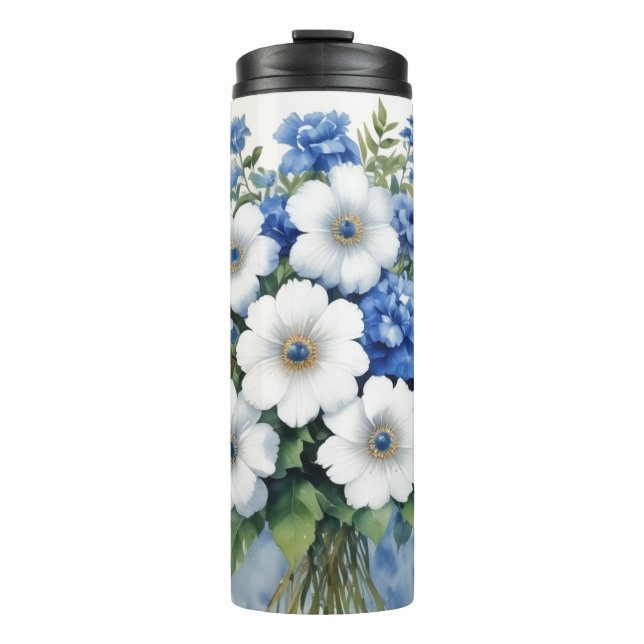 Bouteilles Isothermes Bouquet de fleurs Elégante aquarelle (Devant)