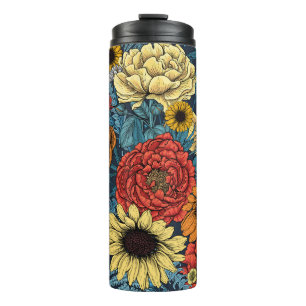 Bouteilles Isothermes Bouquet de fleurs - roses, pivoines, marguerites e