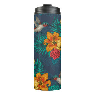 Bouteilles Isothermes Bouquet et colibris tropicaux