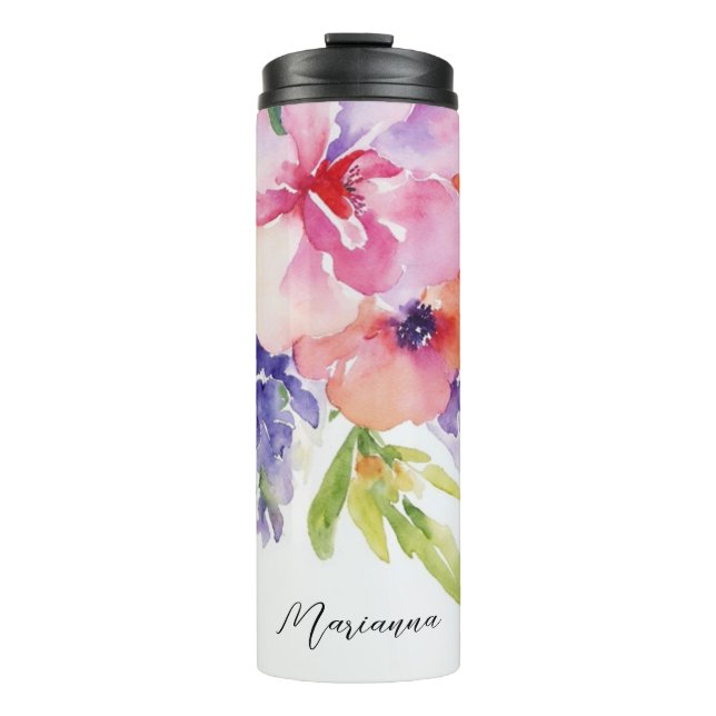 Bouteilles Isothermes Bouquet floral aquarelle (Devant)
