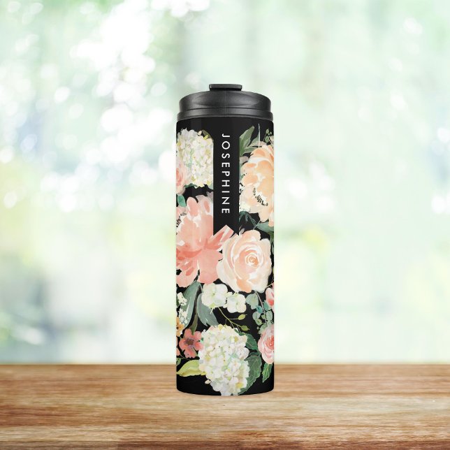Bouteilles Isothermes Bouquet floral peint Aquarelle personnalisée (Créateur téléchargé)