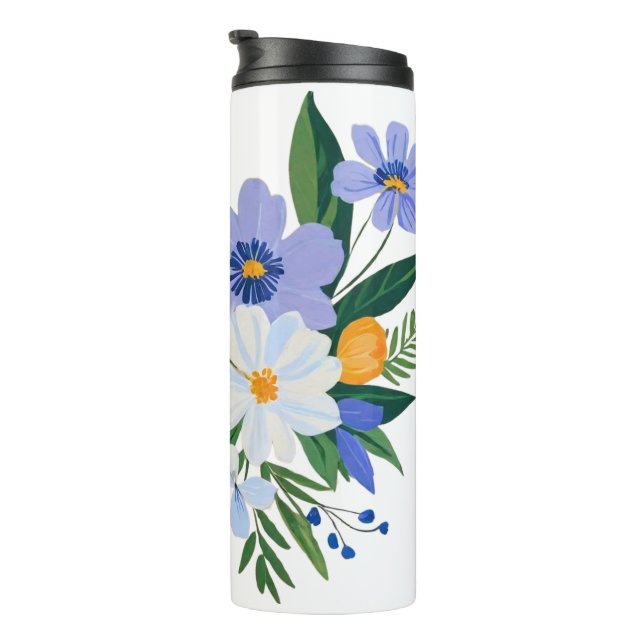 Bouteilles Isothermes Bouquet floral violet orange (Tourné sur la droite)