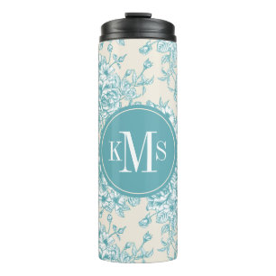 Bouteilles Isothermes Bouquet Rose bleu Jardin Motif Floral