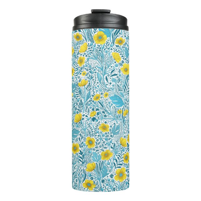 Bouteilles Isothermes Boutons jaunes, bleus et blancs (Devant)
