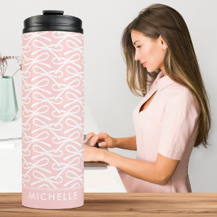Bouteilles Isothermes Bow personnalisé Nom personnalisé Pink Thermal Tum