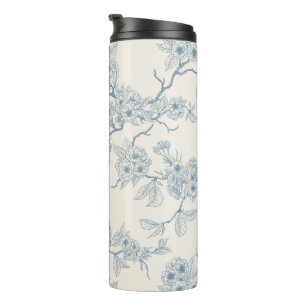 Bouteilles Isothermes Branches de fleurs de cerisier en bleu et blanc ca