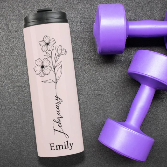 Bouteilles Isothermes Bridesmaid Primrose Fleur du mois de naissance fév (Bridesmaid Primrose Birth Month Flower February Thermal Tumbler)