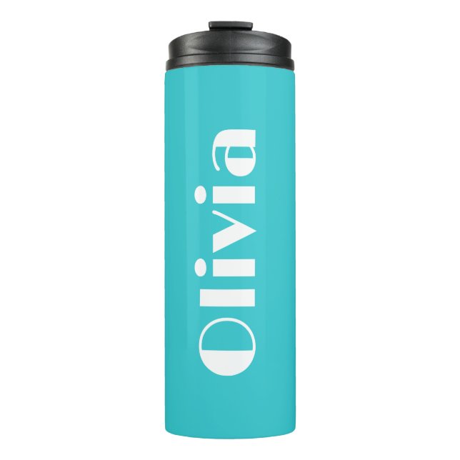 Bouteilles Isothermes Bright Aqua Tumbler Avec Nom | Modifiable (Devant)