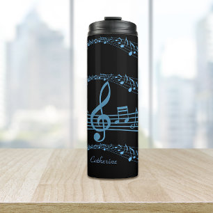 Bouteilles Isothermes Bright Blue Music Notes sur Black