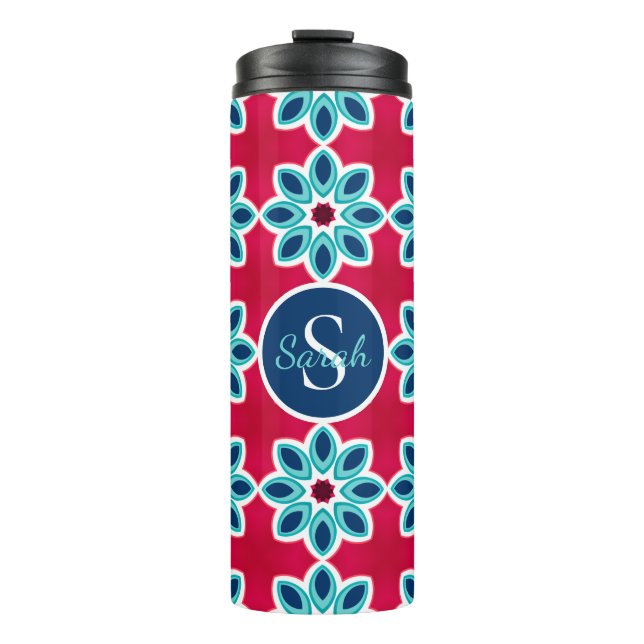 Bouteilles Isothermes Bright Red and Blue Modern Geometric Personalised (Devant)