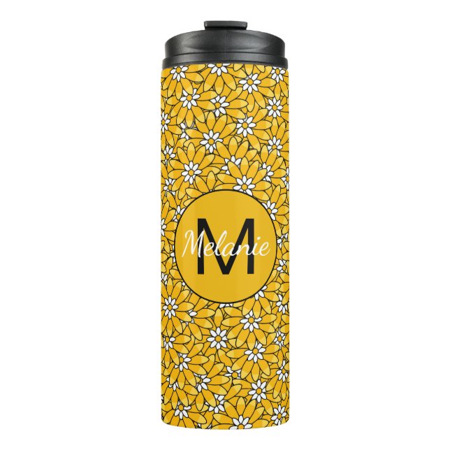 Bouteilles Isothermes Bright Yellow Floral Pattern Personalised (Devant)