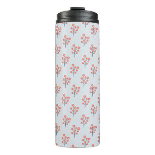 Bouteilles Isothermes Brins de Fleur de Corail sur Motif Bleu Brumeux