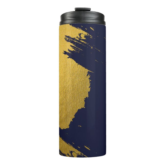 Bouteilles Isothermes Brochures Faux Gold avec Arrière - plan bleu marin (Devant)
