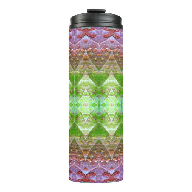 Bouteilles Isothermes Bronze et feuille verte Ikat 5 (Devant)