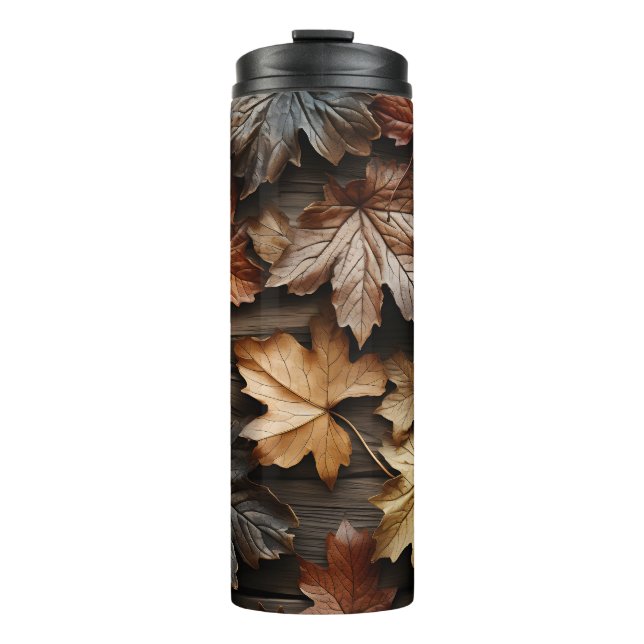 BOUTEILLES ISOTHERMES BROWN TAN BLEU AUTOMNE FEUILLES D'AUTOMNE (Devant)
