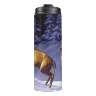 Bouteilles Isothermes Buck & Doe de cerf blanc en neige hivernale