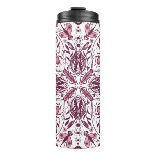 Bouteilles Isothermes Buissons, magenta foncé et rose sur blanc