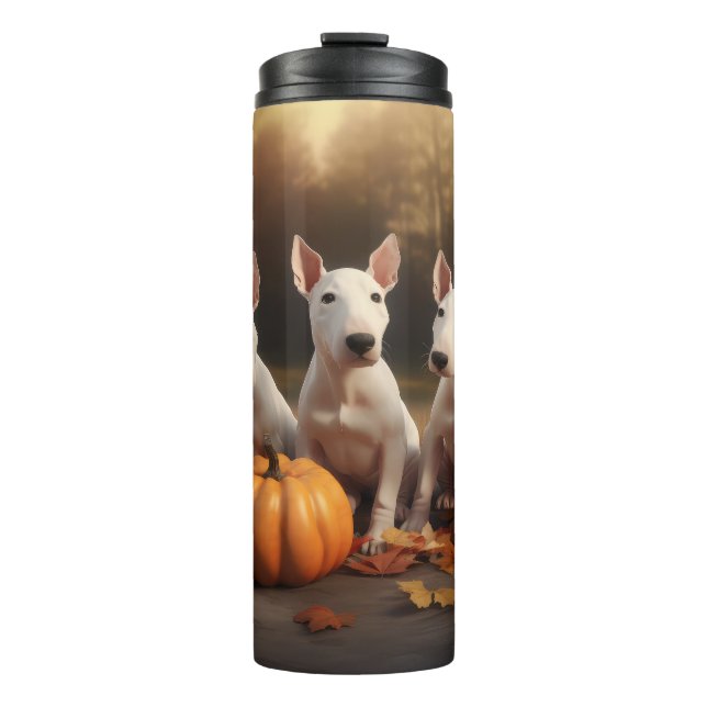 Bouteilles Isothermes Bull Terrier Chiot Automne Citrouille de plaisir (Devant)