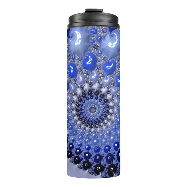 Bouteilles Isothermes Bulles fractales Ombre Bleu Abstrait (Devant)