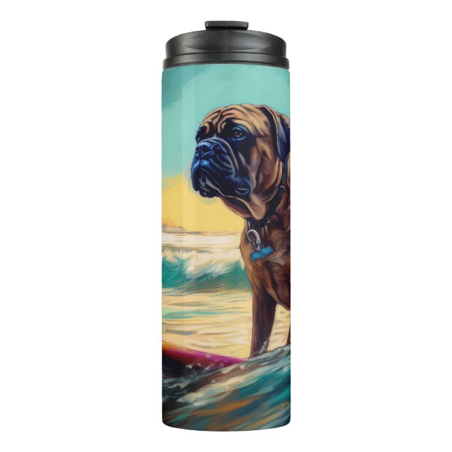 Bouteilles Isothermes Bullmastiff Beach Surfing Peinture (Devant)