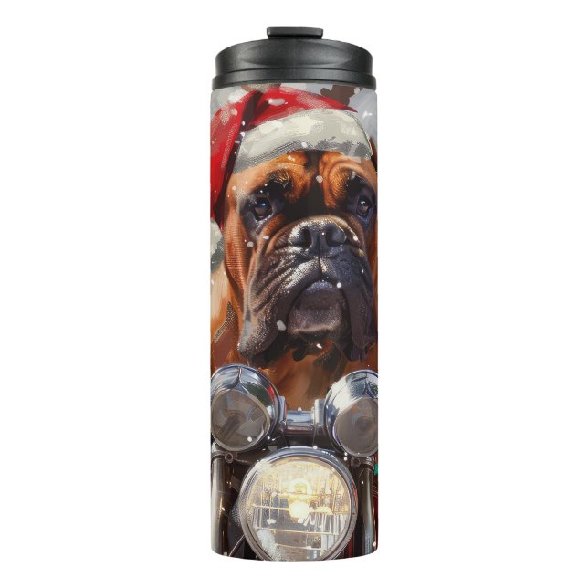 Bouteilles Isothermes Bullmastiff Chien équitation Moto Noël (Devant)