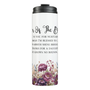 Bouteilles Isothermes Burgundy Floral Mère de la mariée Tumbler