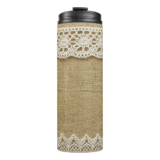 Bouteilles Isothermes Burlap, dentelle texture tissu.