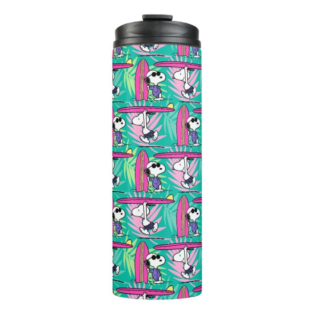Bouteilles Isothermes cacahuètes | Snoopy Turquoise Surf Motif (Devant)