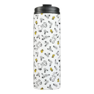 Bouteilles Isothermes cacahuètes Snoopy & Woodstock B&W Flower Motif