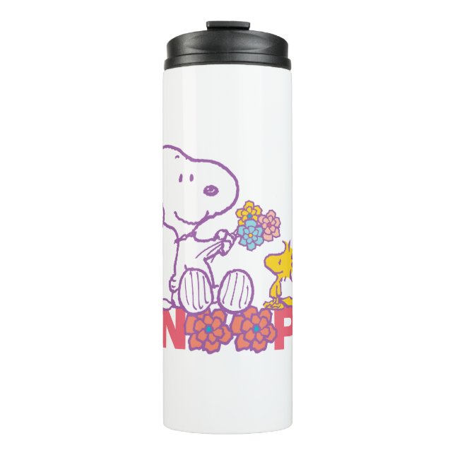 Bouteilles Isothermes cacahuètes | Snoopy & Woodstock Flowers (Devant)