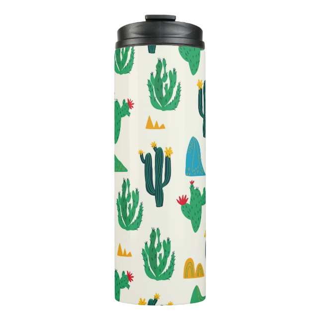 Bouteilles Isothermes Cactus Naturel : Art Folk Sans Couleur. (Devant)