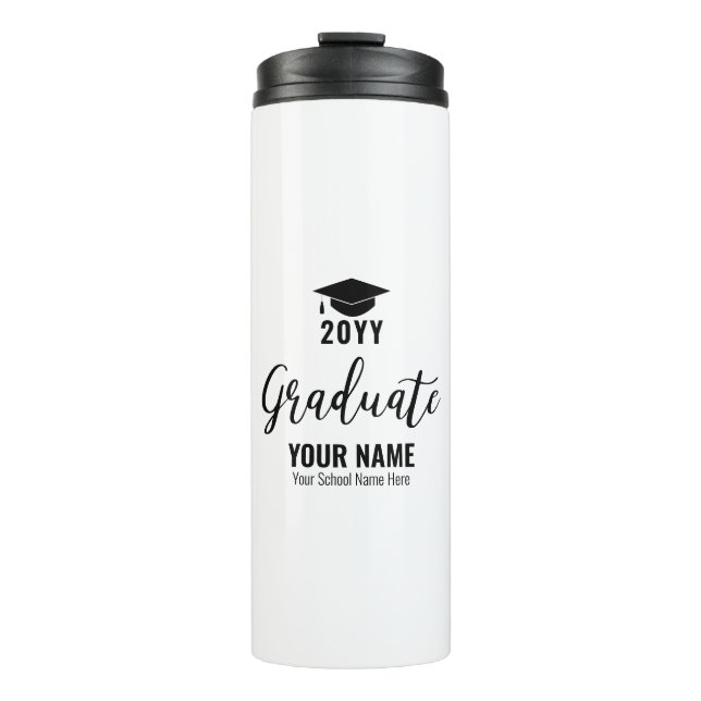 Bouteilles Isothermes Cadeau de graduation noir et blanc personnalisé vi (Devant)