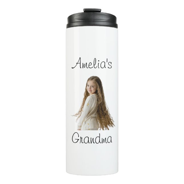 Bouteilles Isothermes Cadeau de grand-mère - Nom et photo de grand-enfan (Devant)