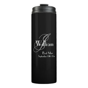 Bouteilles Isothermes Cadeau de témoin de mariage Élégant Monogramme Noi