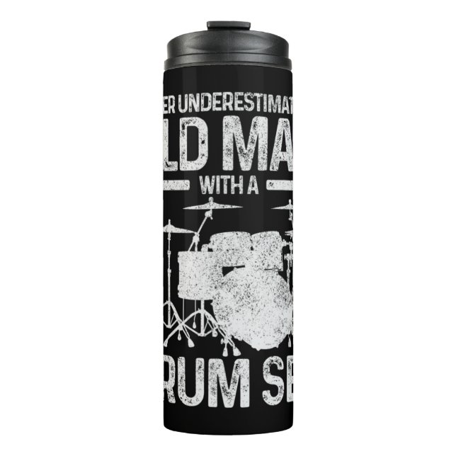 Bouteilles Isothermes Cadeau Drummer Mens Ne Sous-Estime Jamais Un Vieux (Devant)