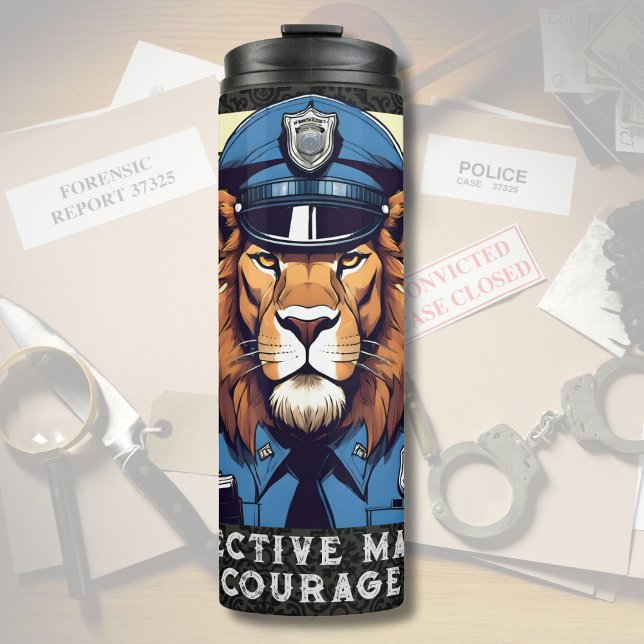Bouteilles Isothermes Cadeau Lion d'anniversaire pour les policiers Papa (Birthday Lion Gift for Police Officers Dad Husband)