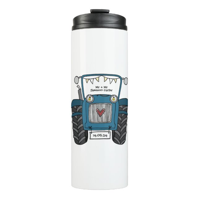 Bouteilles Isothermes Cadeau personnalisé Mariage campagnard tracteur bl (Devant)