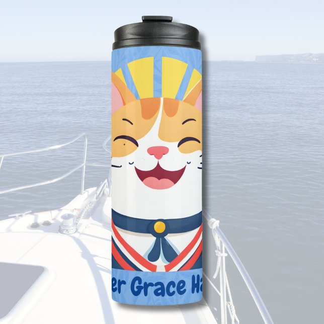 Bouteilles Isothermes Cadeaux de chats mignons nautiques pour les propri (Nautical Cute Cat Gifts for Boat Owners Sailors)