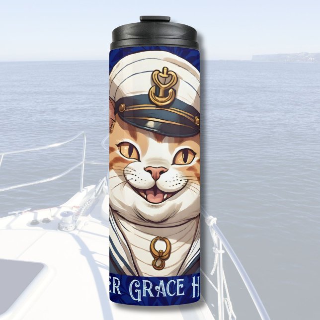 Bouteilles Isothermes Cadeaux de chats nautiques pour les propriétaires  (Nautical Cat Gifts for Boat Owners Sailors Boater)
