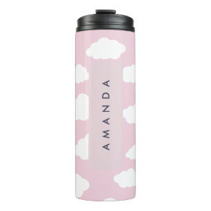 Bouteilles Isothermes Cadeaux de nuages roses de Monogramme personnalisé
