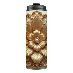 Bouteilles Isothermes Cadre floral or luxueux