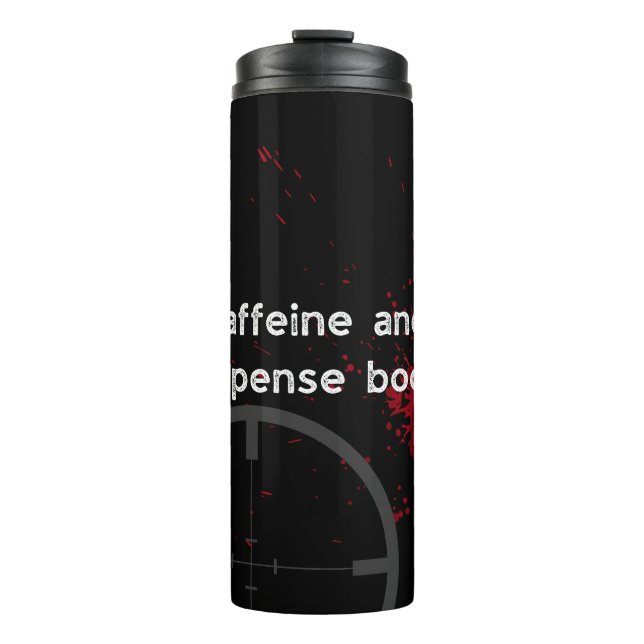 Bouteilles Isothermes Caféine et livres de suspense noirs (Devant)