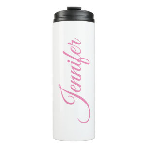 Bouteilles Isothermes Calligraphie Élégant rose blanc Nom personnalisé