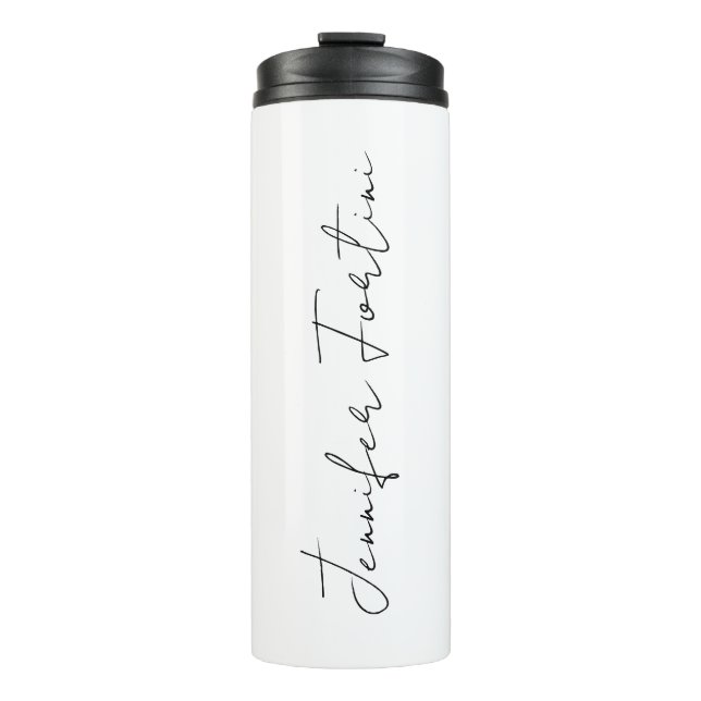 Bouteilles Isothermes Calligraphie Élégante Noir & Blanc Plaine Simple (Devant)