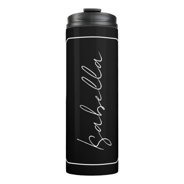 Bouteilles Isothermes Calligraphie Noir Blanc Plaine Créative Nom modern (Devant)