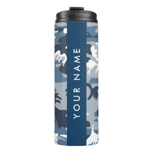 Bouteilles Isothermes Camouflage bleu neige d'hiver Votre nom Personnali