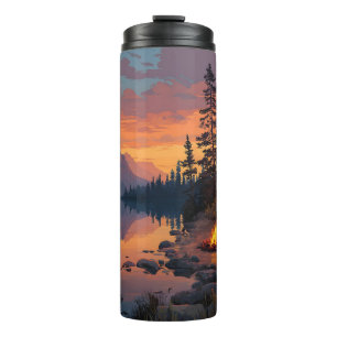 Bouteilles Isothermes Camping paisible au bord d'un lac de montagne