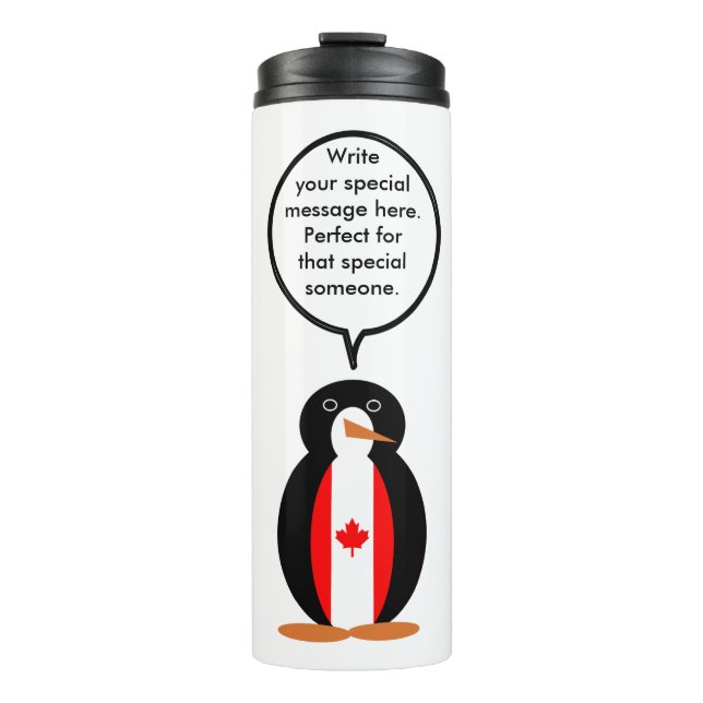 Bouteilles Isothermes Canadian Flag Talking Ms. Penguin Personalize Text (Devant)