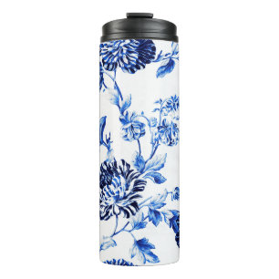 Bouteilles Isothermes Capri Toile floral botanique vintage bleu No.2