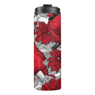 Bouteilles Isothermes Cardinaux et poinsettia en rouge et blanc